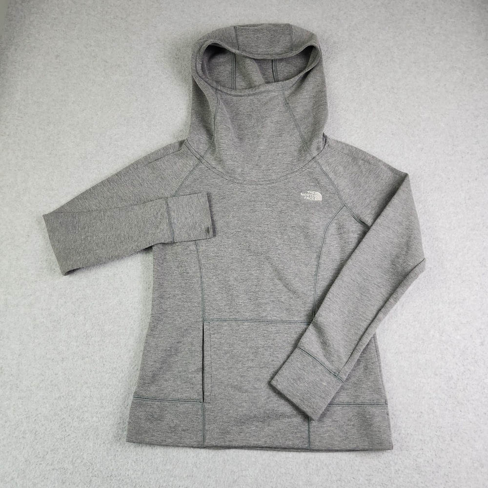 The North Face Hoodie Women S Gray Heathered Thumbhole Sleeve Base Layer Stretch